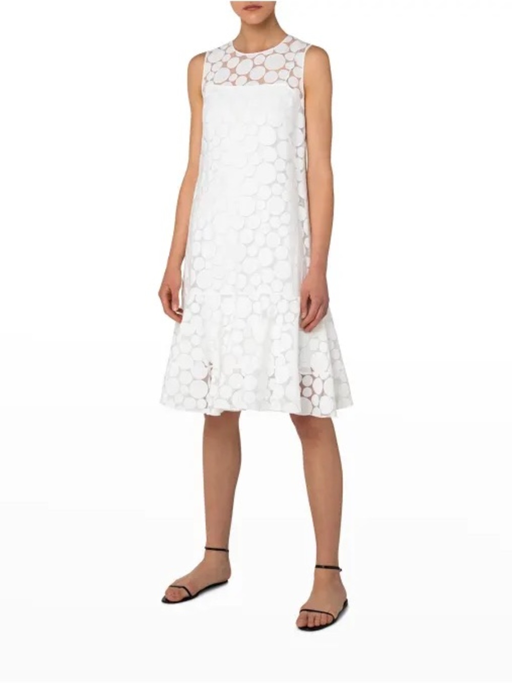 AKRIS PUNTO ORGANZA POLKA DOT SLEEVELESS DRESS    NEW 
ORIGINAL PRICE $1,548.00